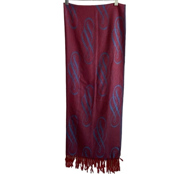 Red And Blue Patterned Reversible Scarf - Picture 1 of 4